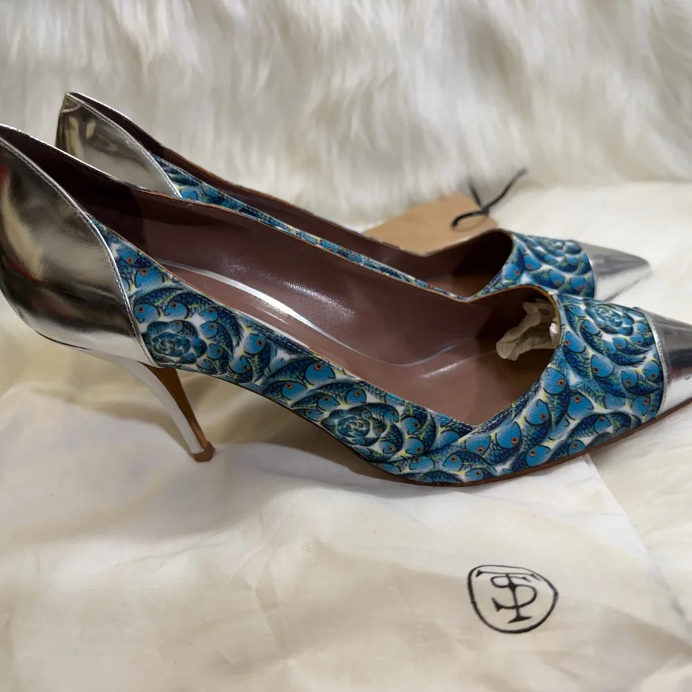 Tabitha Simmons Blue and Silver Floral Heels - Picture 9 of 10
